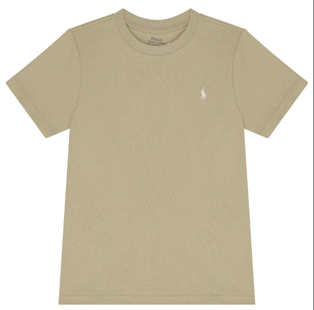 Ralph Lauren Baby Boys 24M Classic Khaki Logo Jersey Short Sleeve T-Shirt L12-36